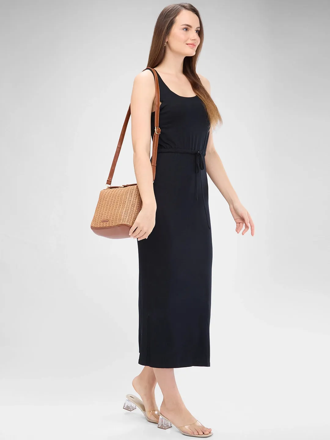 Caprese Neo Sling Medium Self Design Womens Handbag Tan