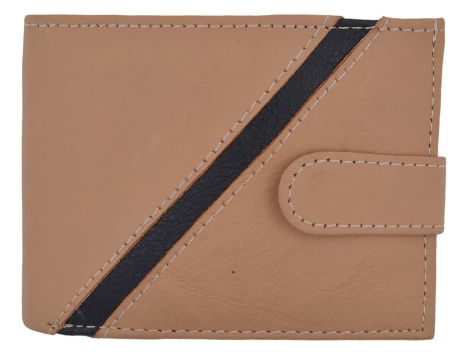 Cavelio Genuine Leather Bifold Card ID Holder Men's Tan Wallet W/ Snap Closure 403353
