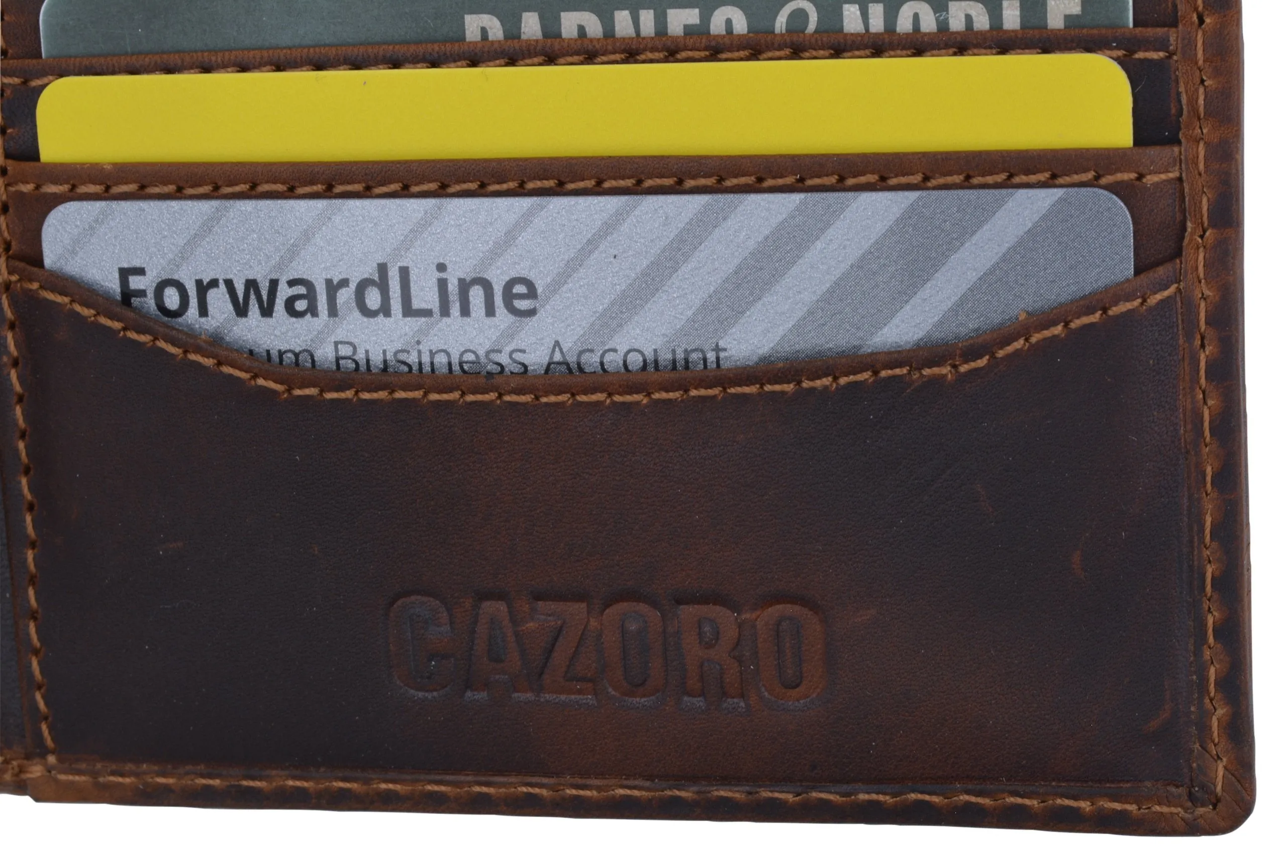 Cazoro Mens Distress Vintage Leather RFID Tested Credit Card ID Bifold Wallet 615002RHU