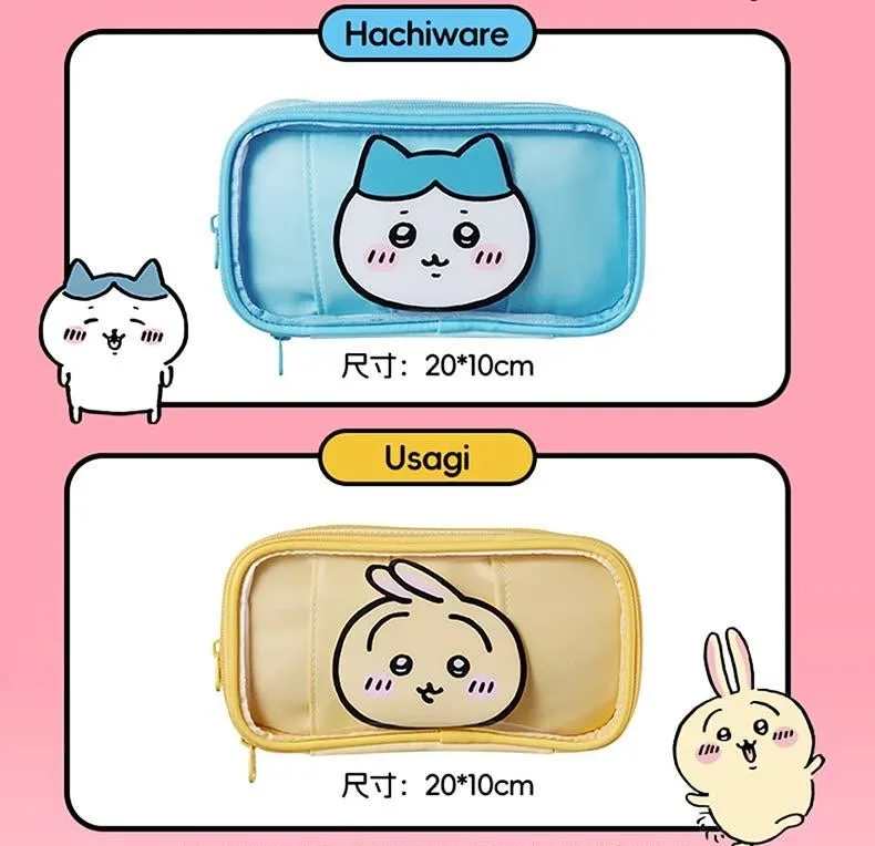 ChiiKawa X Miniso | ChiiKawa Hachiware Usagi Plastic Pencil Case Bag - Kawaii items Room Decoration