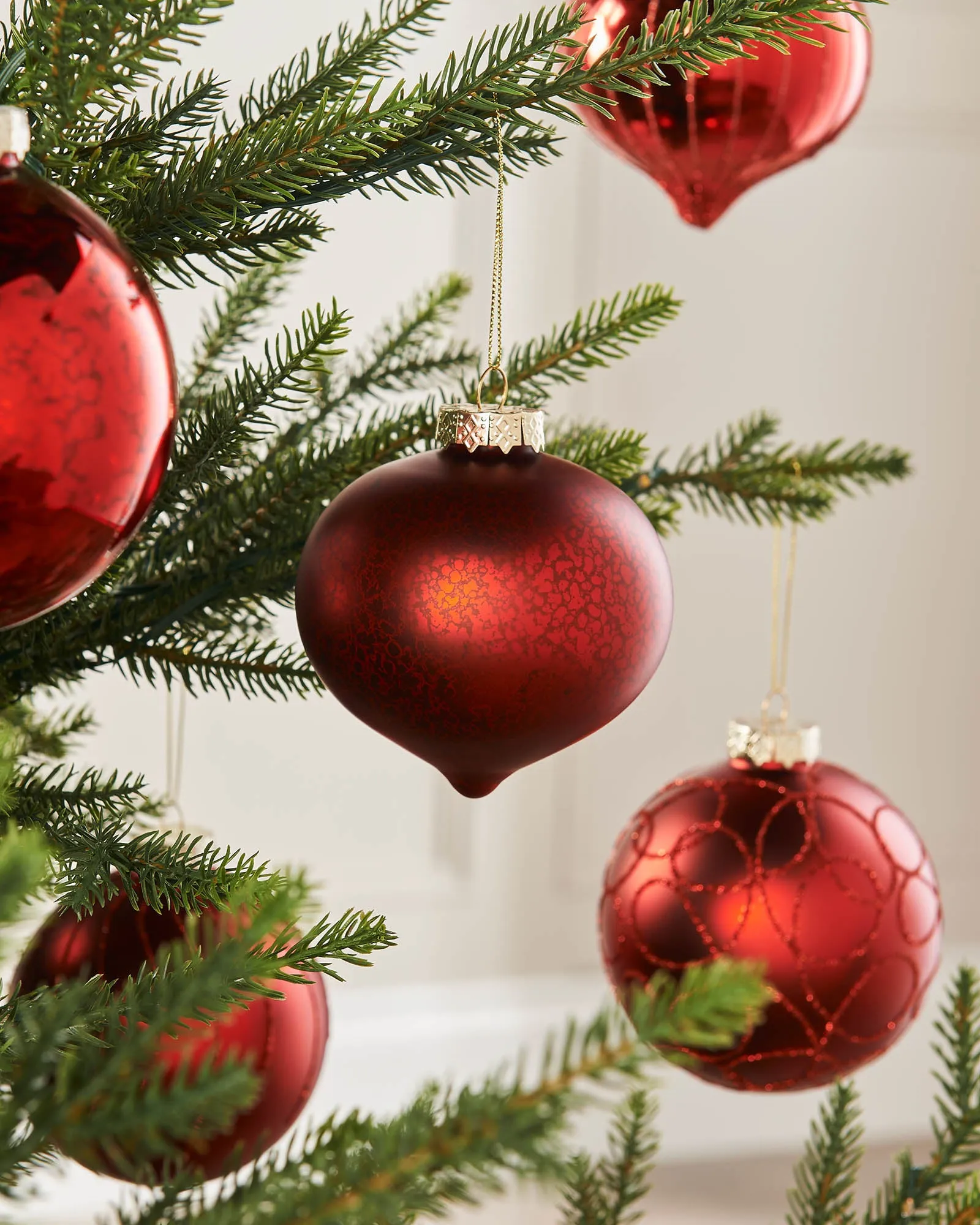 Christmas Red Glass Baubles, 6 Pack, 10 cm