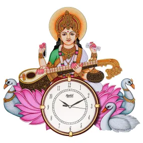 CIRCADIAN Ajanta Wooden Analog Wall Clock Design for Home Hall Living Room Decor Office Kids Bedroom Stylish Ethnic Antique Decorative Multi Colour 36 * 36 cm (Pack of 1)