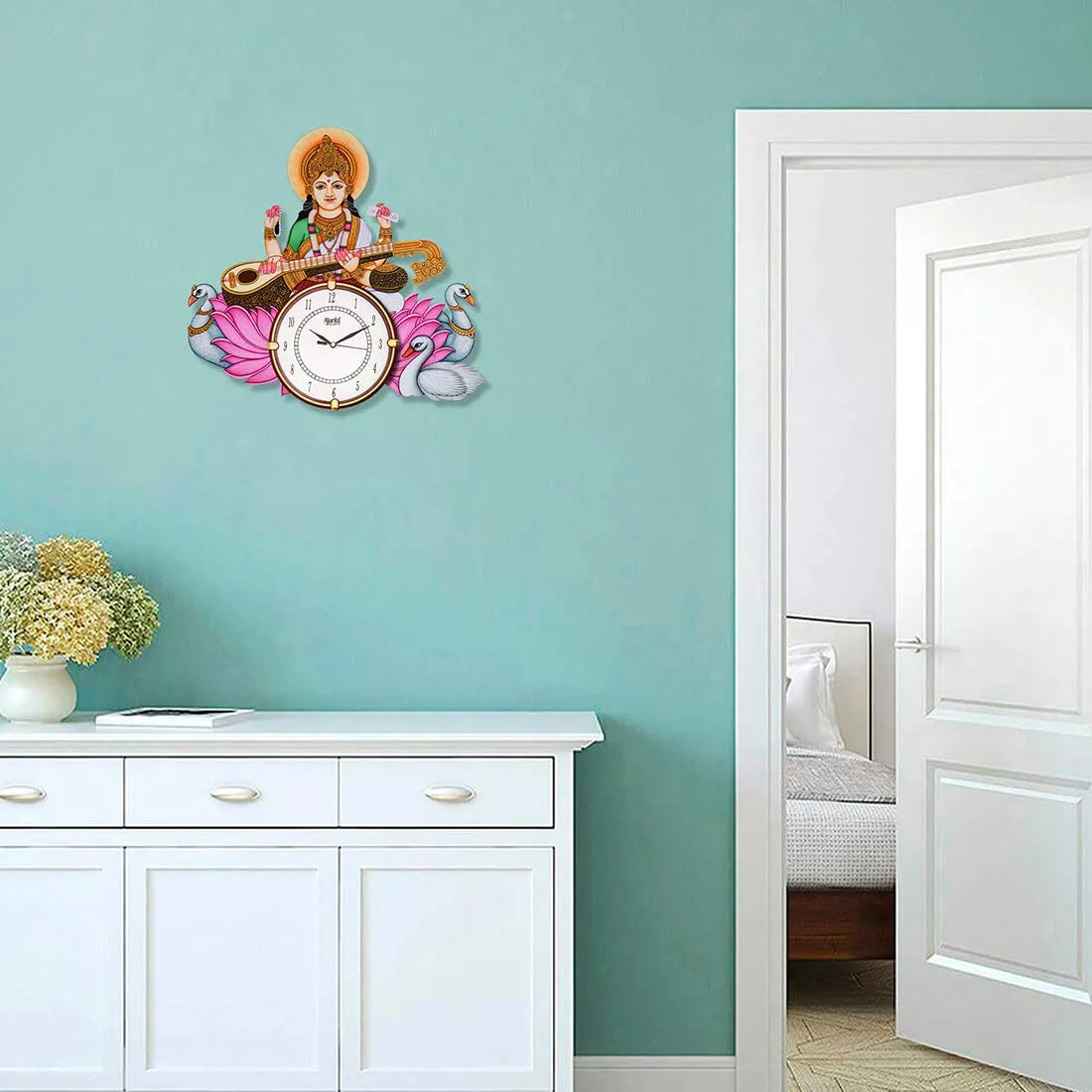 CIRCADIAN Ajanta Wooden Analog Wall Clock Design for Home Hall Living Room Decor Office Kids Bedroom Stylish Ethnic Antique Decorative Multi Colour 36 * 36 cm (Pack of 1)