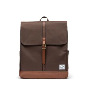 City Backpack in Chocolate Brown Crosshatch and Saddle Brown
