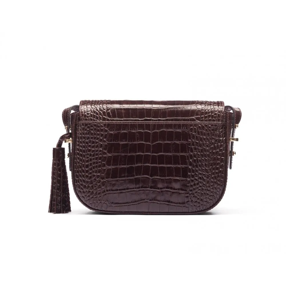 Clarice Tassel Bag - Brown Croc