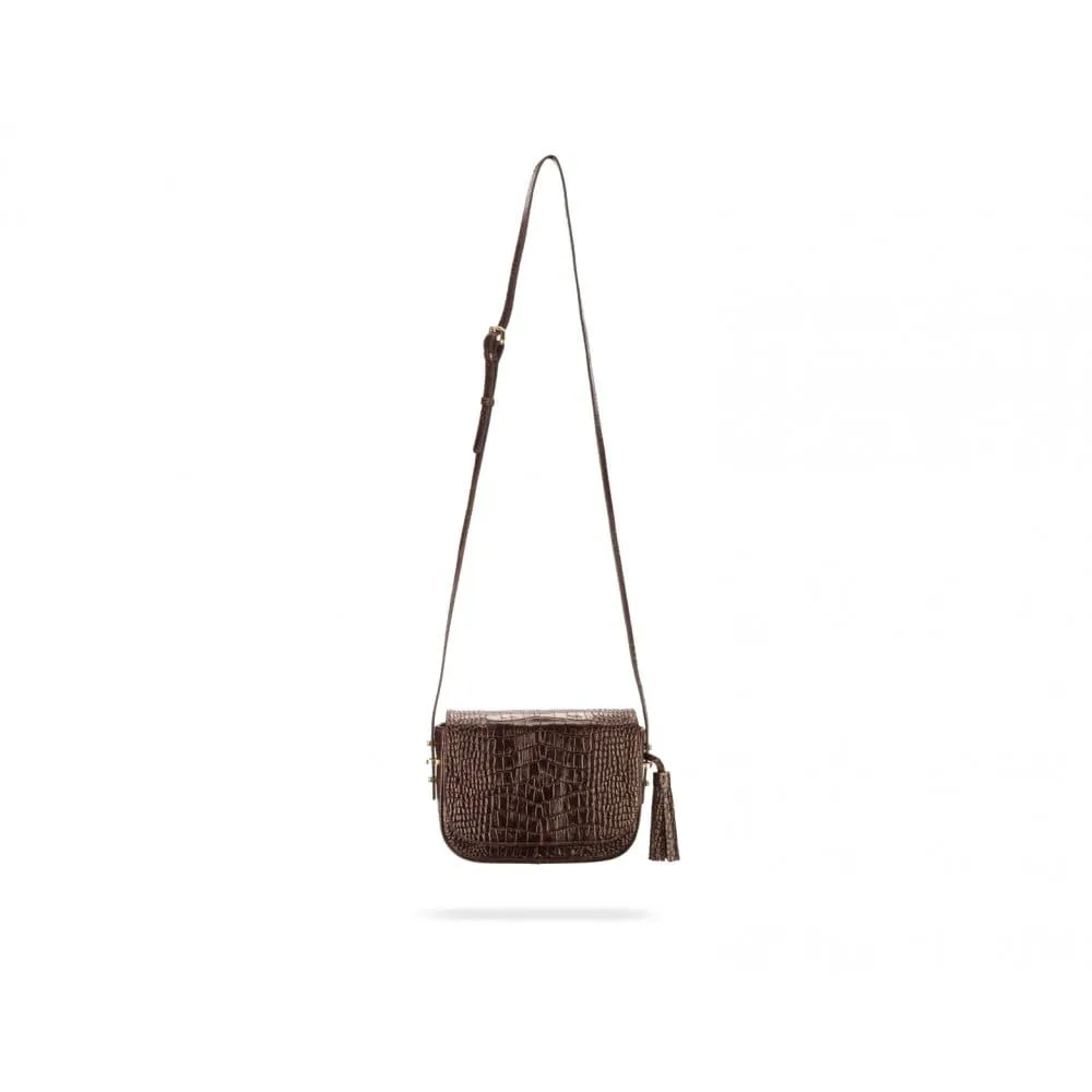 Clarice Tassel Bag - Brown Croc