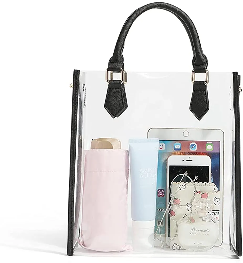 Clear Crossbody Purse Leather Shoulder Tote Handbag