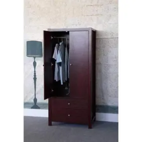 Commodious 2 Magnet Closing Door Wardrobe With Inner Hanging Rail, Cherry Brown.