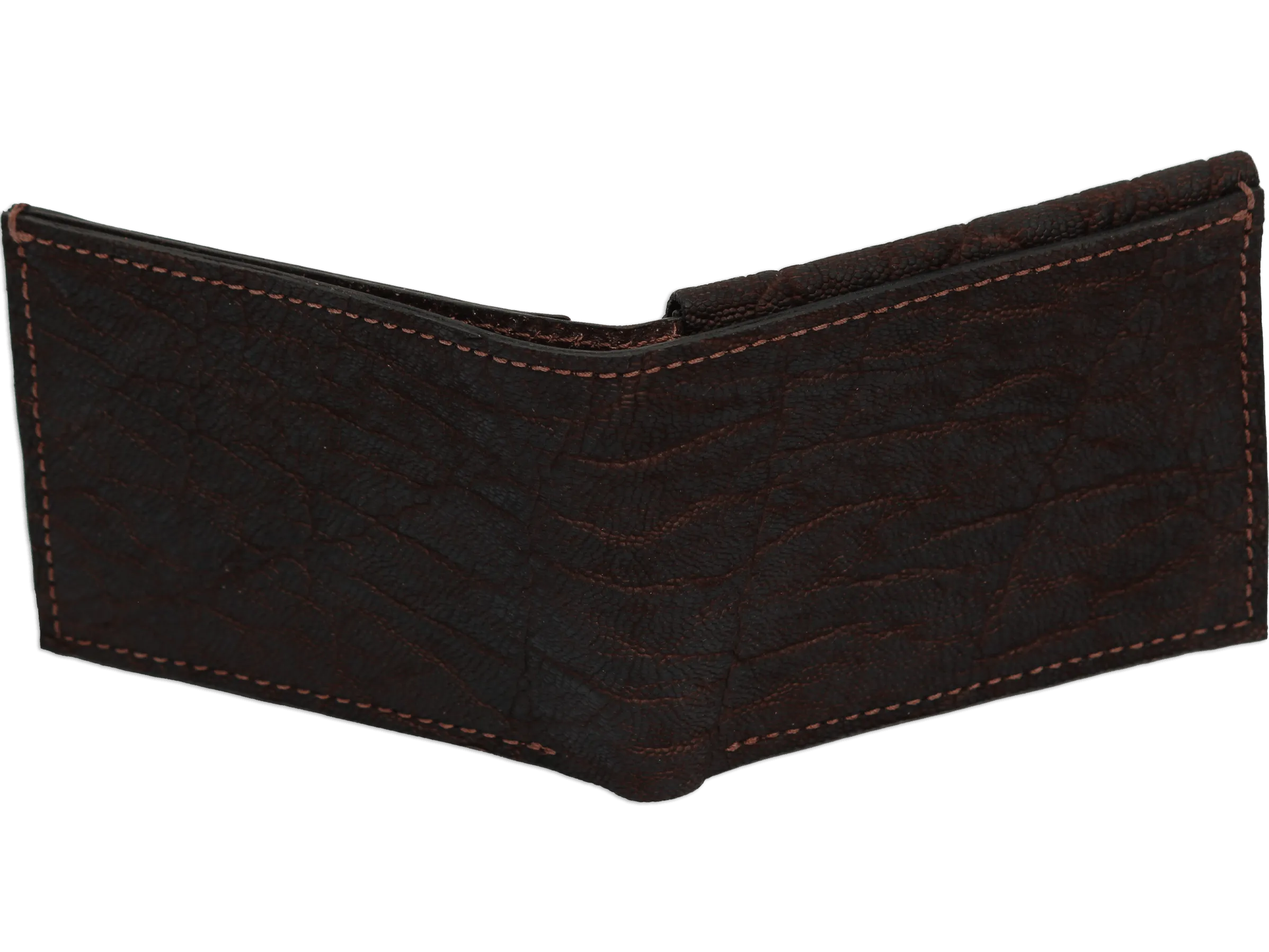 Dark Brown Elephant Luxury Designer Exotic Bifold Wallet With Flip Up ID Window