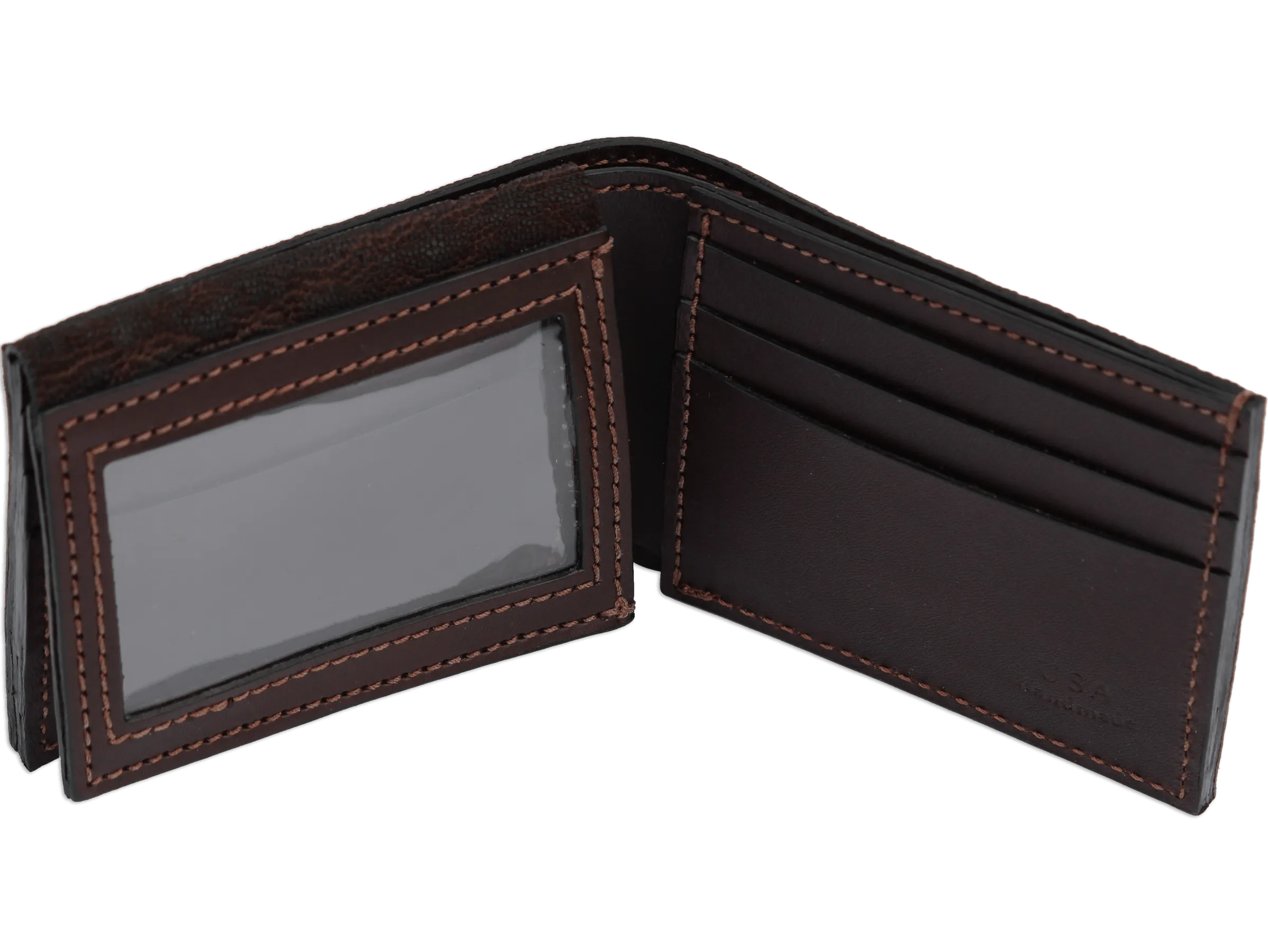 Dark Brown Elephant Luxury Designer Exotic Bifold Wallet With Flip Up ID Window