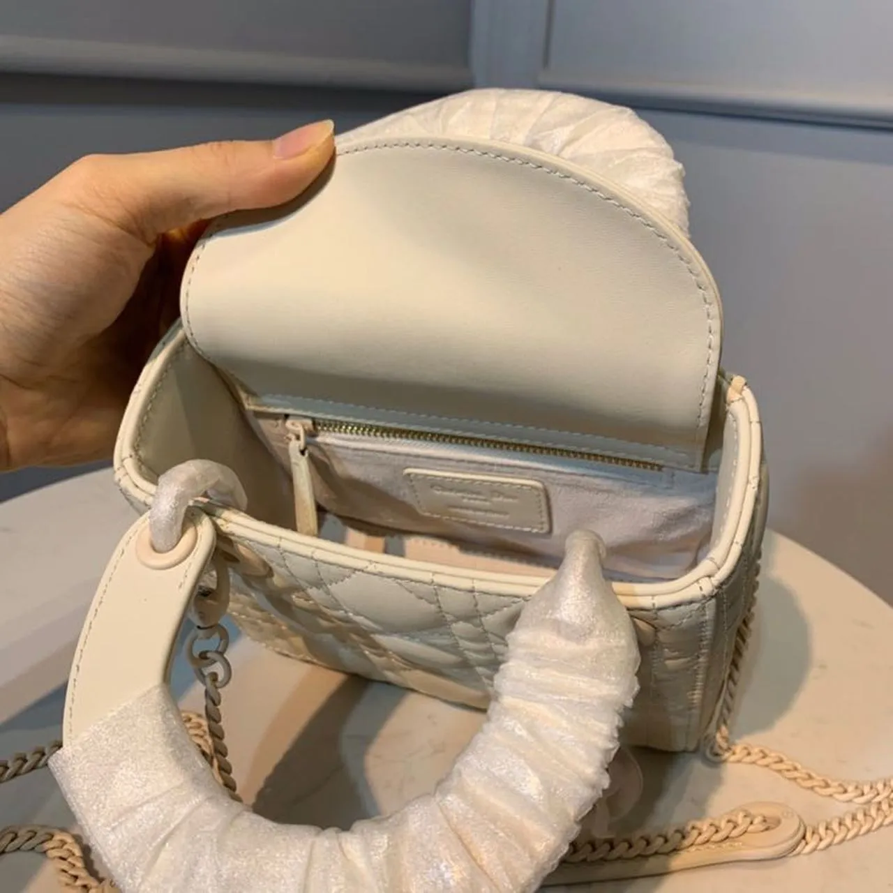 DI Mini Lady Bag Ivory For Women 6.5in/17cm CD M0505SLOI