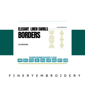Elegant linen swirls: Embroidery Design Pack