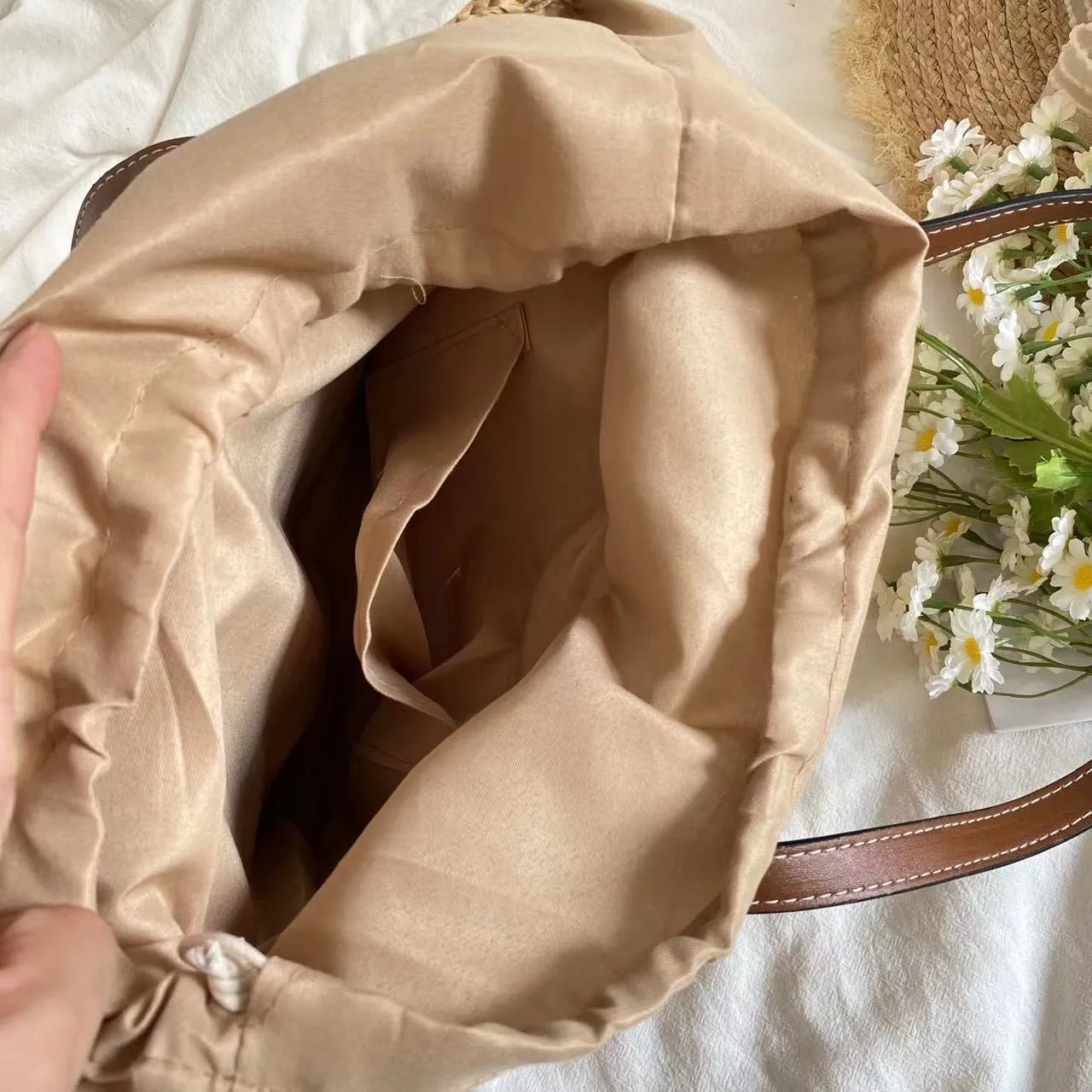 Elena Handbags Straw Market Fashion Tote