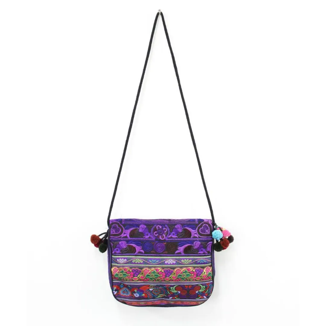 Embroidered Birds Crossbody Bag - Thailand