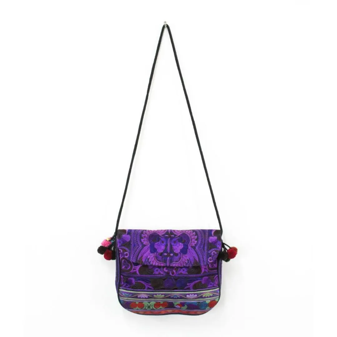 Embroidered Birds Crossbody Bag - Thailand