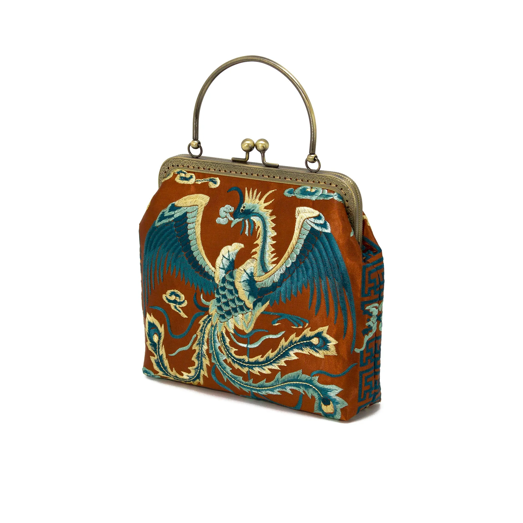 Embroidered Phoenix Evening Bag, Bridal Clutch,Prom Accessories-i7bags