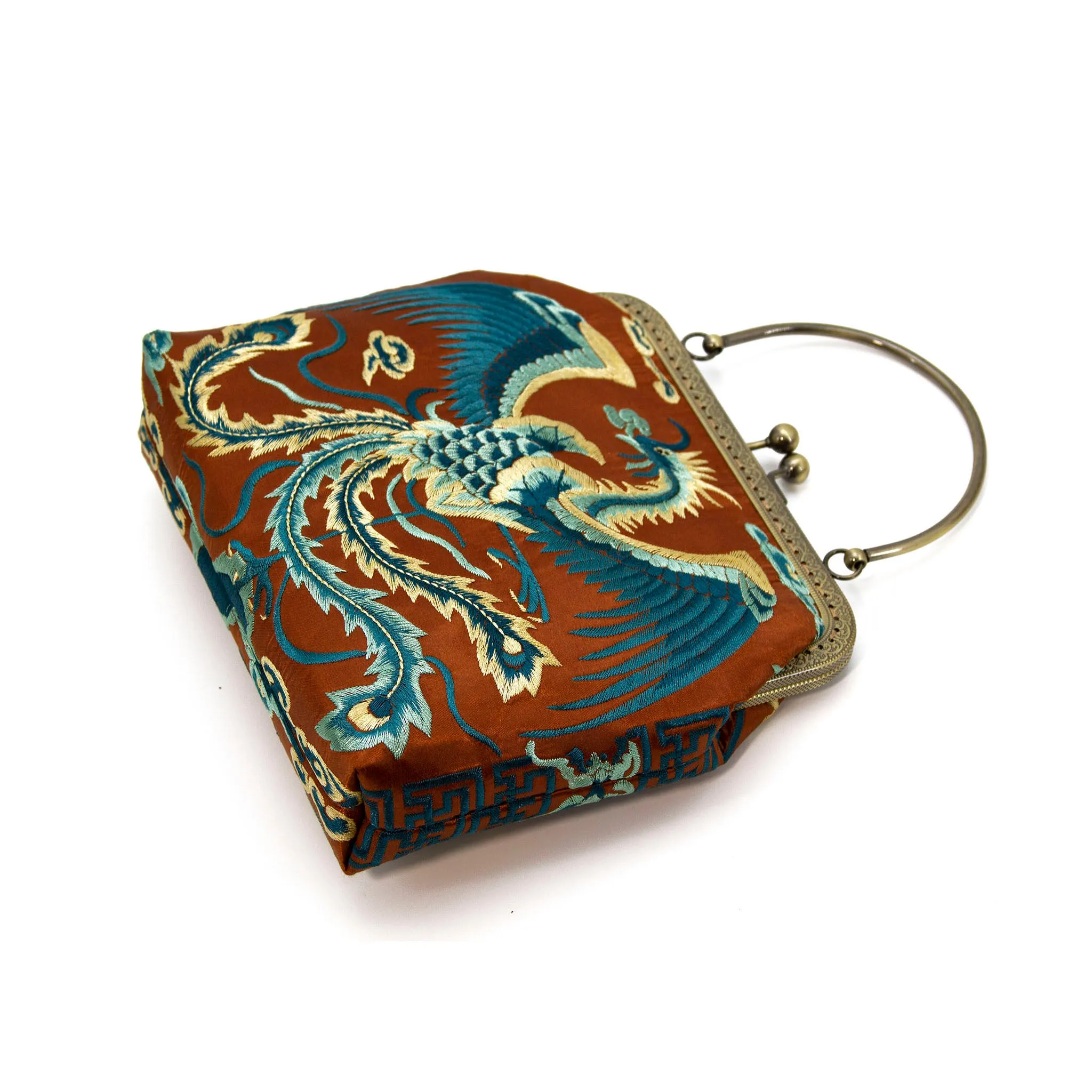 Embroidered Phoenix Evening Bag, Bridal Clutch,Prom Accessories-i7bags