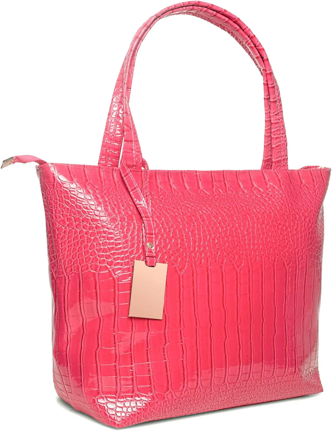Fashionable Blue Crocodile Printed Tote Style Handbag