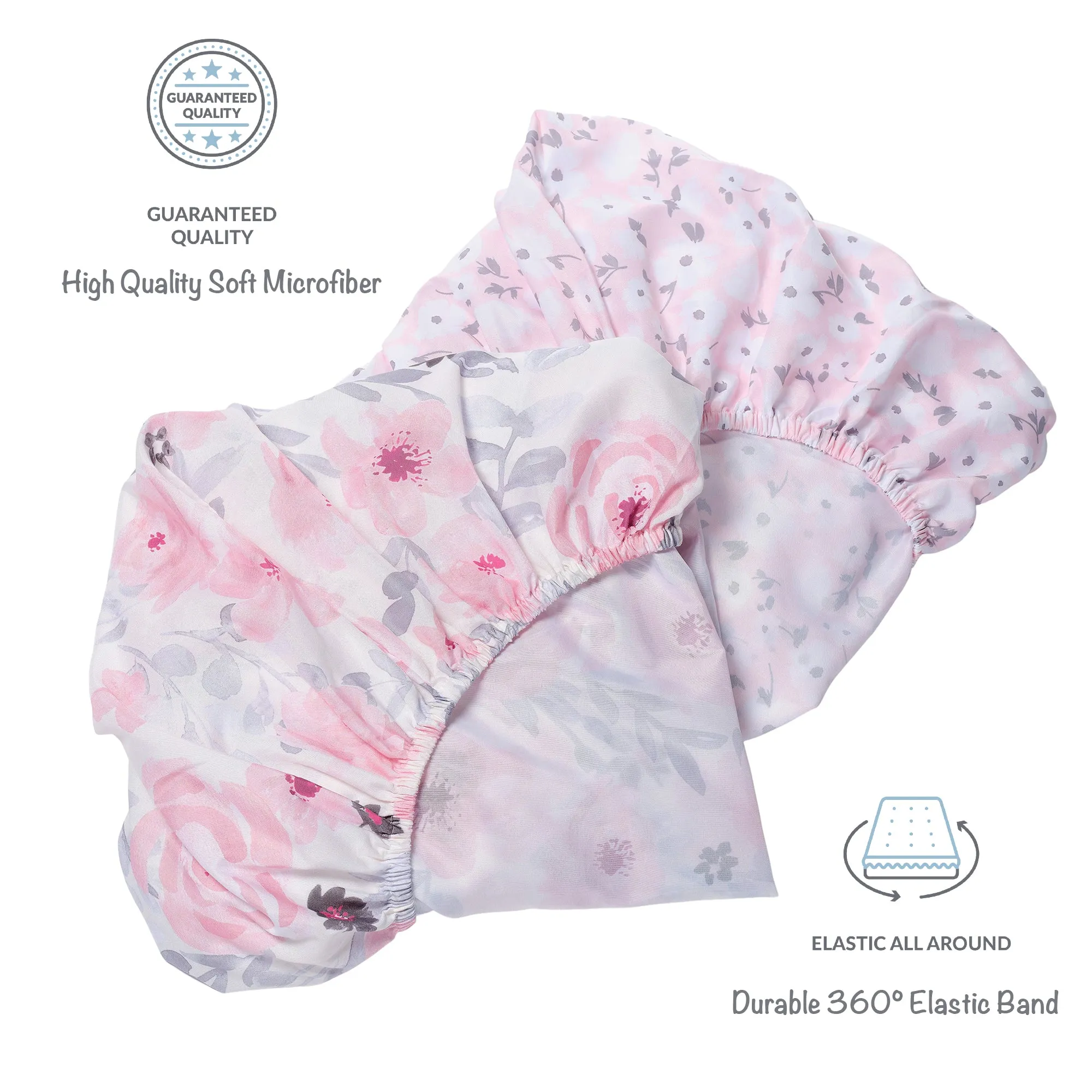 Floral 2-Pack Fitted Crib Sheet Set