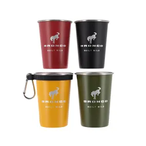 Ford Bronco 4 Pack Stainless Pints with Silicone Ring
