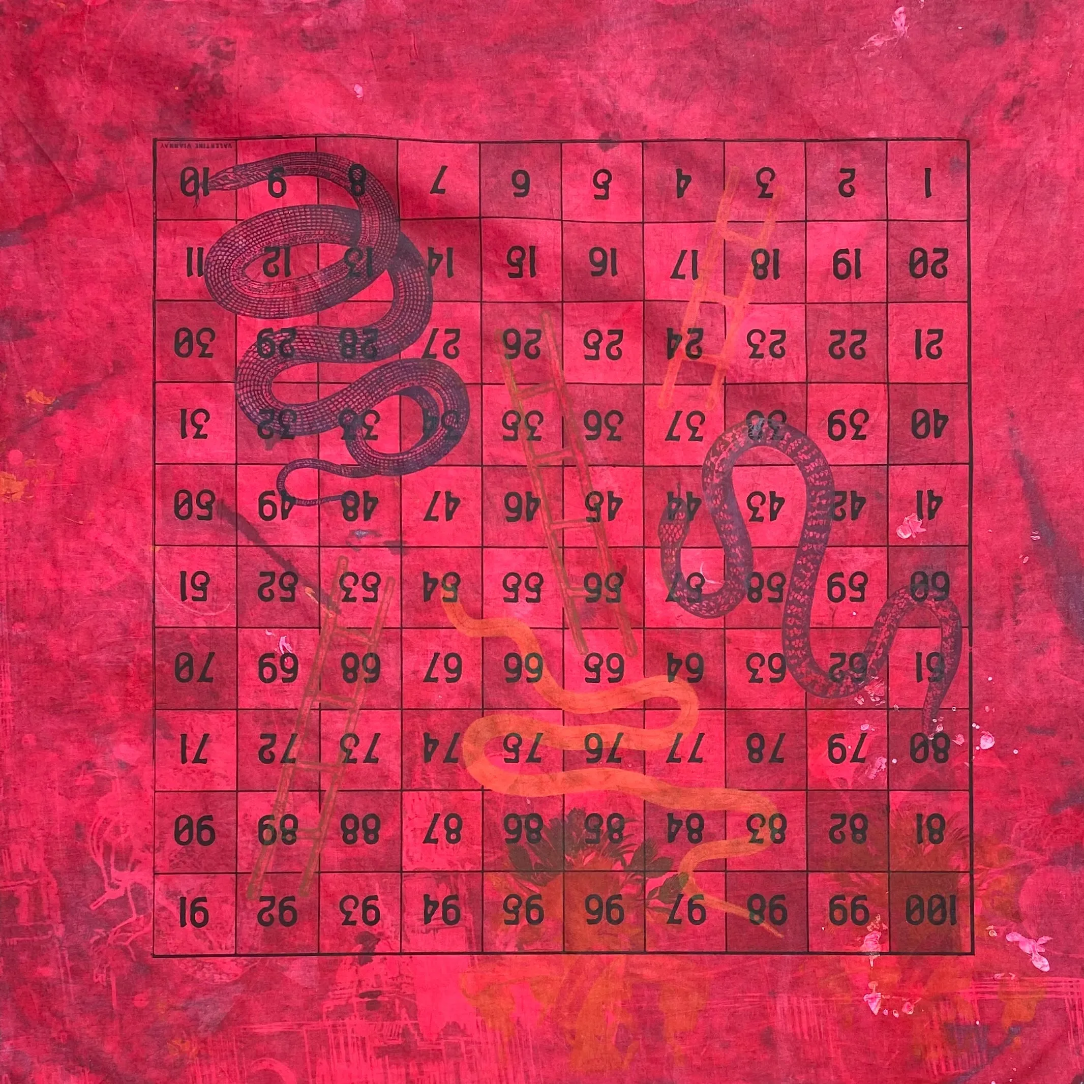 Furoshiki 3 roses and snake & ladders game - sold
