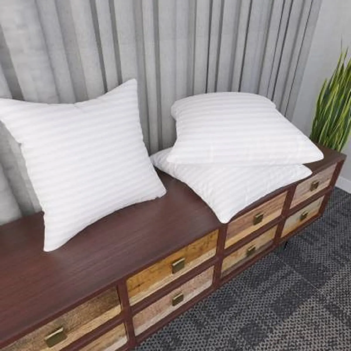 Habitat square pillow 14x14 Inches, Set of 6, Regina Microfiber Hotel Quality Premium Fibre Soft Cushion Filler - White