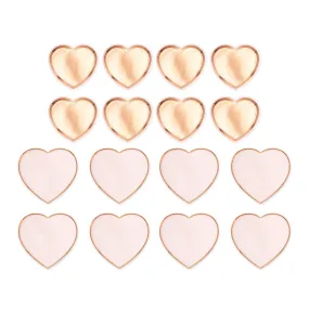Heart Disposable Paper Party Plates Pink and Rose Gold - (Pack of 16)
