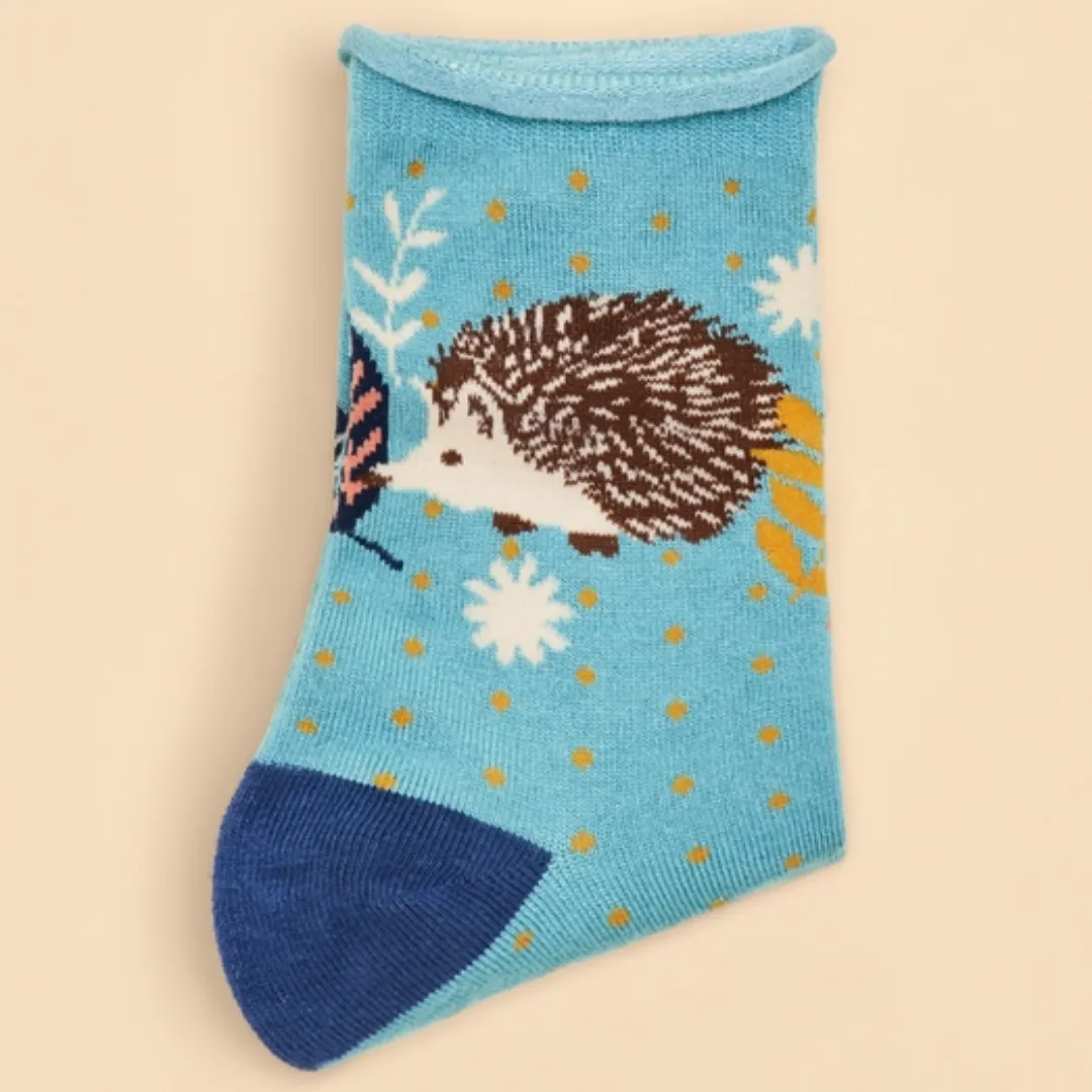 Hedgehog Hunting in Leaves Socks by Powder UK