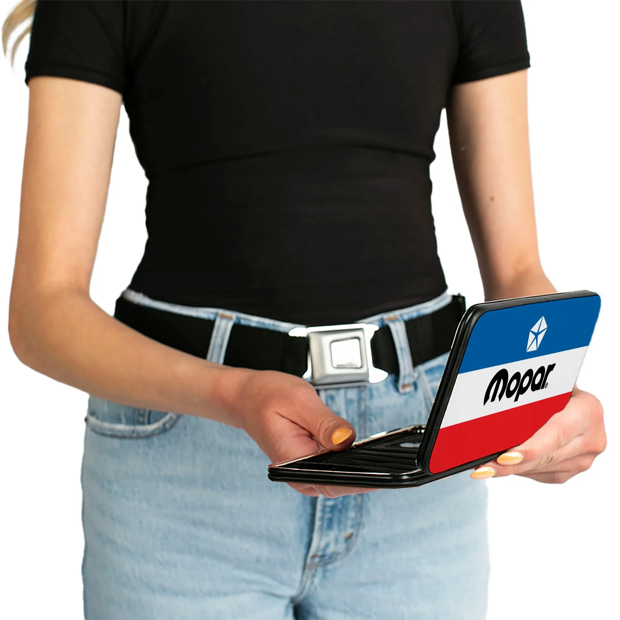 Hinged Wallet - MOPAR Chrysler Logo White Blue Red Black
