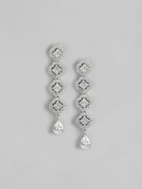 Ishin Silver Plated Fancy Zirconia Square Shaped Drop Earring