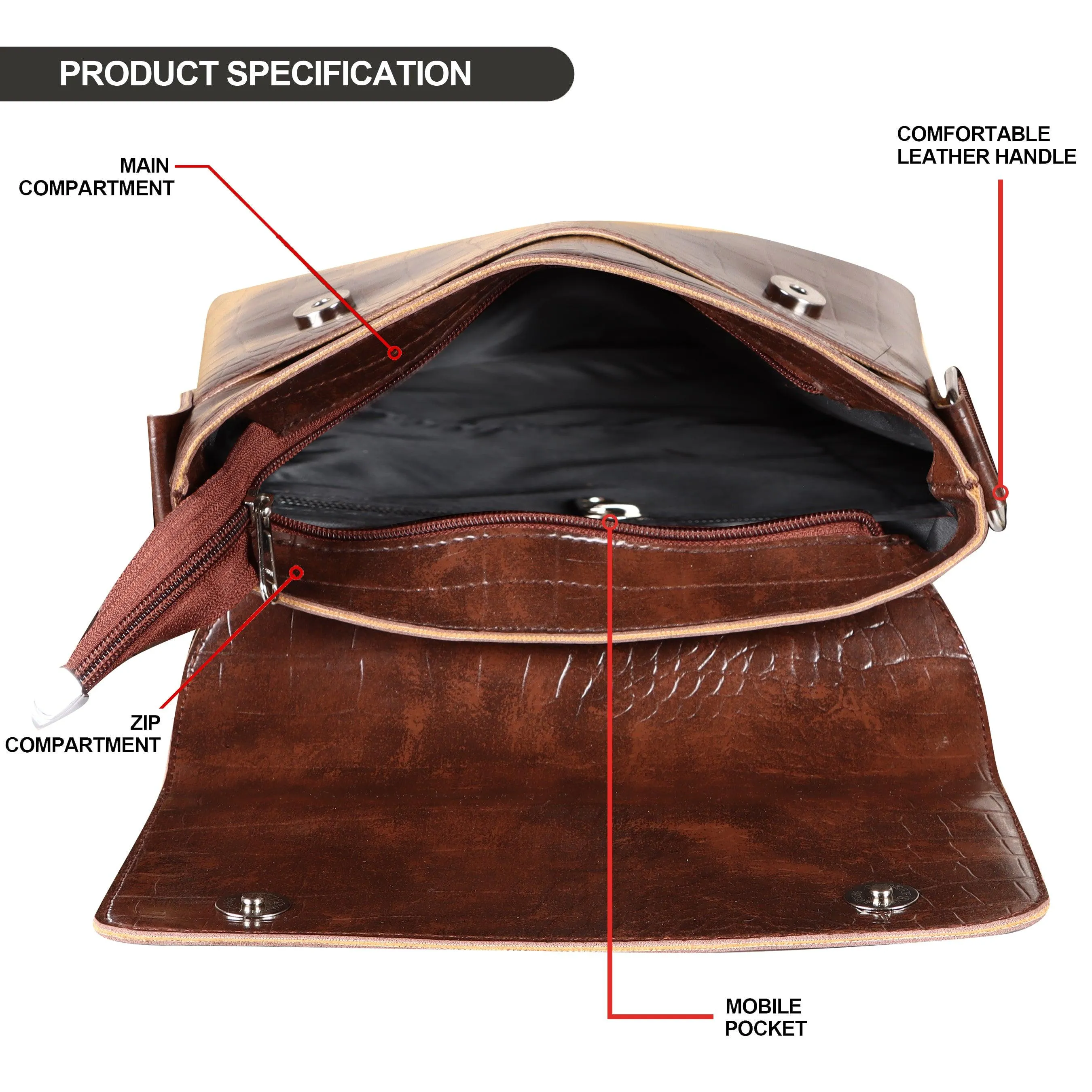 Jaxer Brown Leather Sling Cross Body Travel Office Side Shoulder Bag for Men and Women - JXRSB115