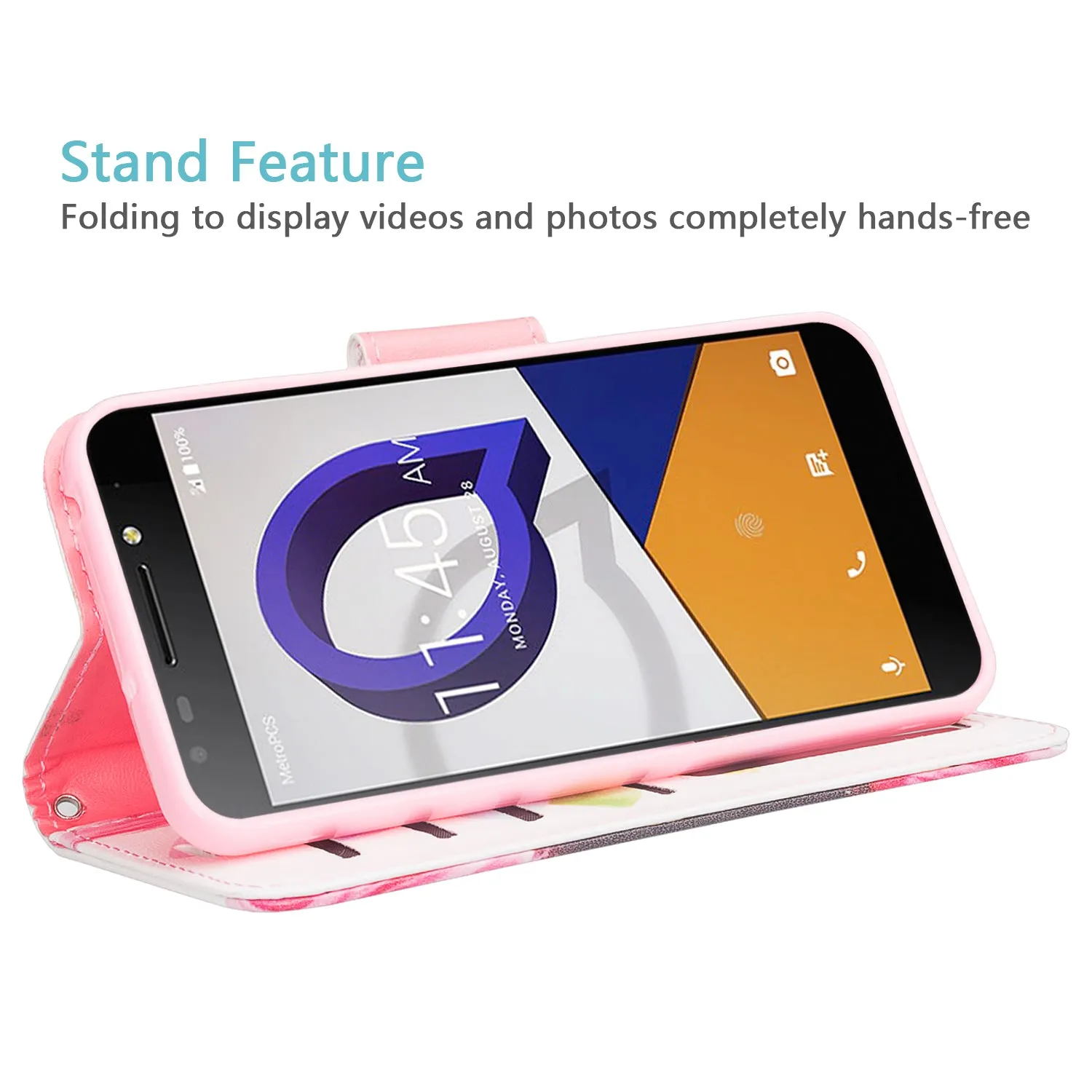 Jitterbug Smart 2 Case, Magnetic Flip Fold Kickstand Leather Wallet Cover with ID & Credit Card Slots - Vivid Sunflower