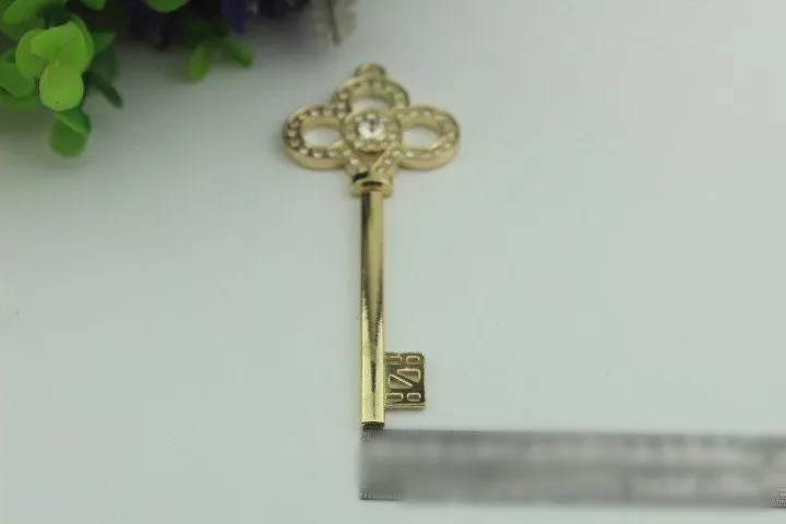 Key Shaped Purse Label 1/10pcs Bag Hardware Charm Light Gold Handmade Purse Handbag Making Metal Decoration 100mm 4" Bulk Wholesale Supplies
