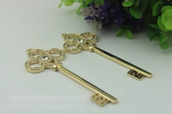 Key Shaped Purse Label 1/10pcs Bag Hardware Charm Light Gold Handmade Purse Handbag Making Metal Decoration 100mm 4" Bulk Wholesale Supplies