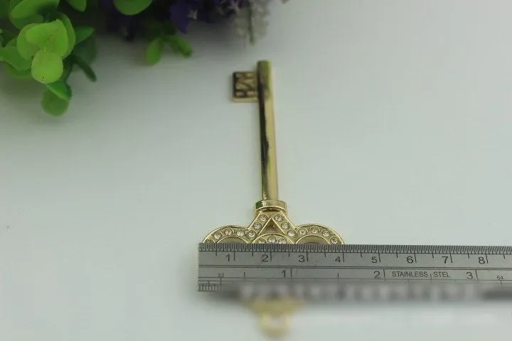 Key Shaped Purse Label 1/10pcs Bag Hardware Charm Light Gold Handmade Purse Handbag Making Metal Decoration 100mm 4" Bulk Wholesale Supplies