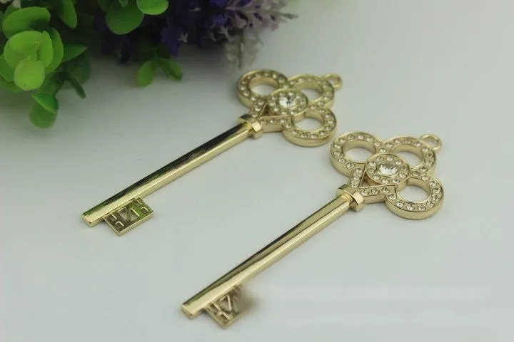 Key Shaped Purse Label 1/10pcs Bag Hardware Charm Light Gold Handmade Purse Handbag Making Metal Decoration 100mm 4" Bulk Wholesale Supplies