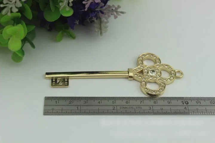 Key Shaped Purse Label 1/10pcs Bag Hardware Charm Light Gold Handmade Purse Handbag Making Metal Decoration 100mm 4" Bulk Wholesale Supplies