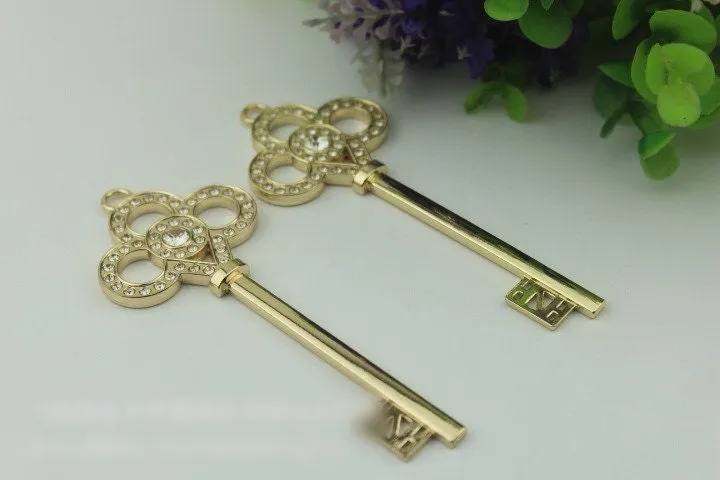 Key Shaped Purse Label 1/10pcs Bag Hardware Charm Light Gold Handmade Purse Handbag Making Metal Decoration 100mm 4" Bulk Wholesale Supplies