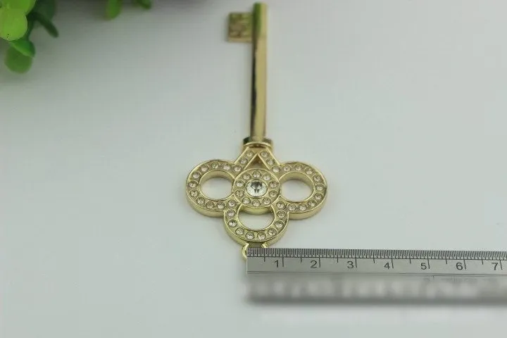 Key Shaped Purse Label 1/10pcs Bag Hardware Charm Light Gold Handmade Purse Handbag Making Metal Decoration 100mm 4" Bulk Wholesale Supplies