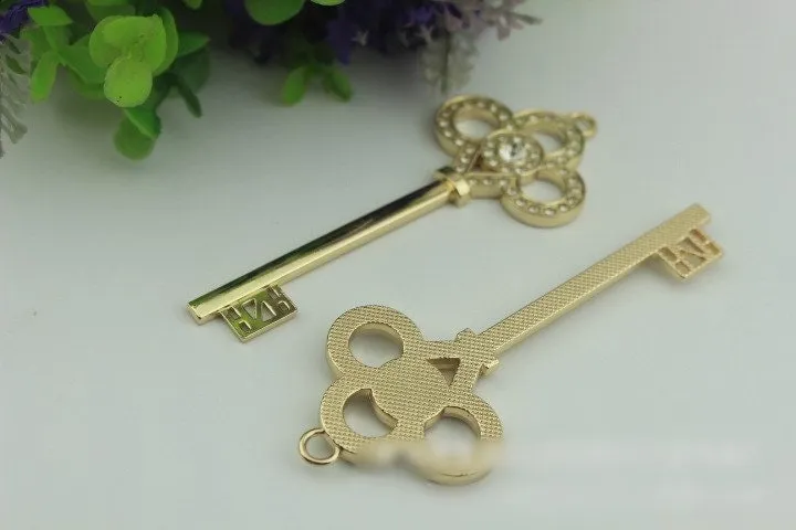 Key Shaped Purse Label 1/10pcs Bag Hardware Charm Light Gold Handmade Purse Handbag Making Metal Decoration 100mm 4" Bulk Wholesale Supplies