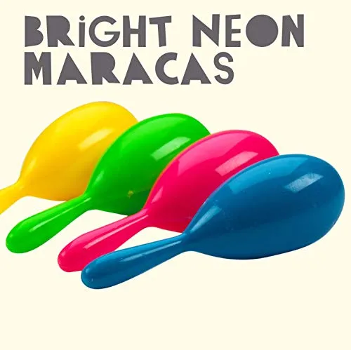 Kicko Bright Neon Maracas - 24 Pack - 4 Inch Colorful Funky Assorted Pairs Noise Maker