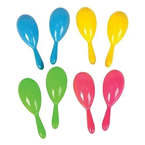 Kicko Bright Neon Maracas - 24 Pack - 4 Inch Colorful Funky Assorted Pairs Noise Maker