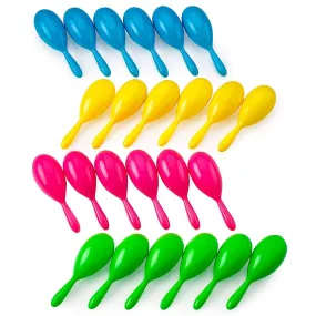 Kicko Bright Neon Maracas - 24 Pack - 4 Inch Colorful Funky Assorted Pairs Noise Maker