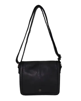 Kompanero Harlen Black Leather Shoulder/Crossbody Bag