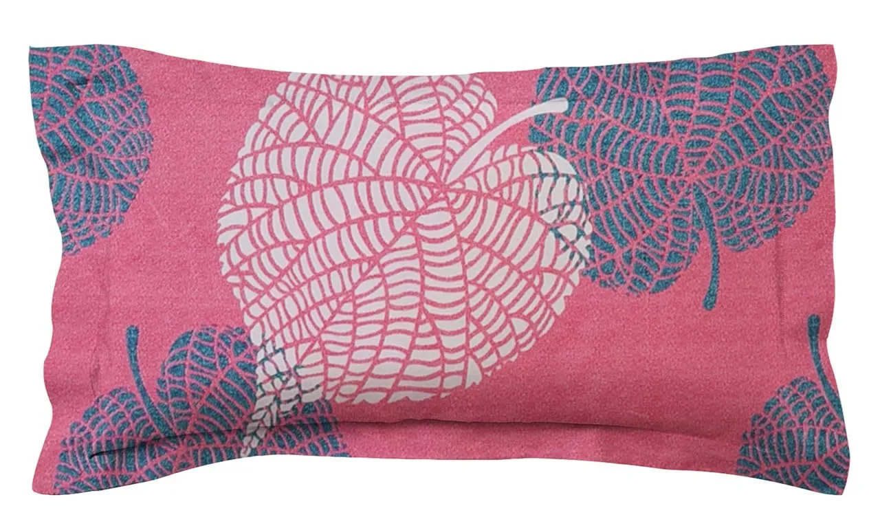 la' amour Premium Glace Cotton 180 TC Flat Single Bedsheets for Summer Breathable | Wrinklefree (Size-60 X 90 Inch) with 1 Pillow Covers (Size-17 X 27 Inches, Pink & Grey)