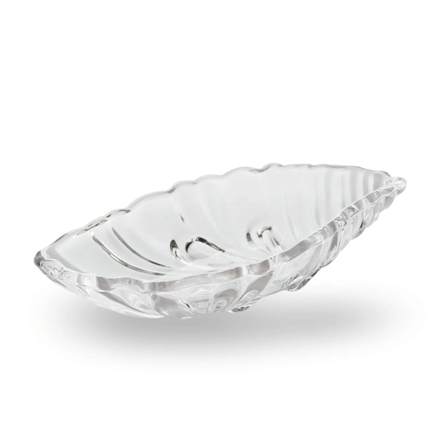 Leaf shaped Glass Serve tray of snacks, Mukhwaas, and ice cream.