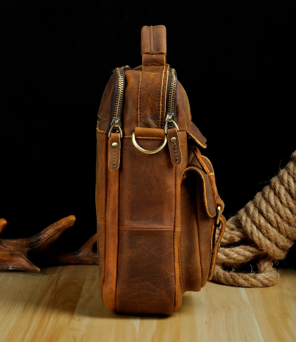 Le'aokuu Men Real Leather Antique Style Coffee Briefcase Business 13" Laptop Cases