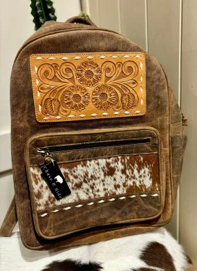 Leather Backpack with Tan cowhide #Lbp1