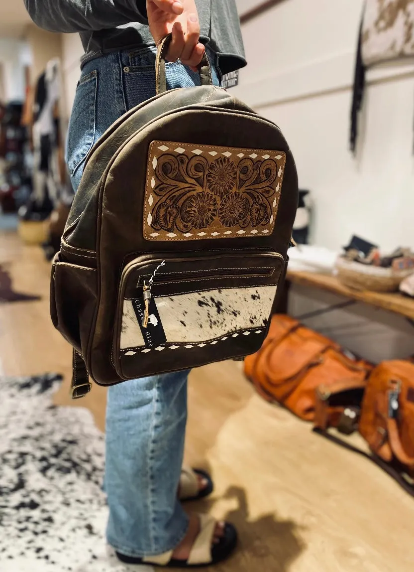 Leather Backpack with Tan cowhide #Lbp1