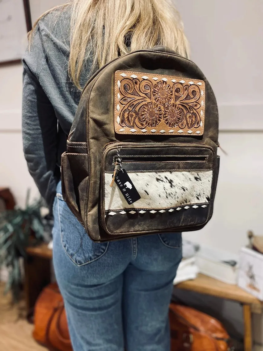 Leather Backpack with Tan cowhide #Lbp1